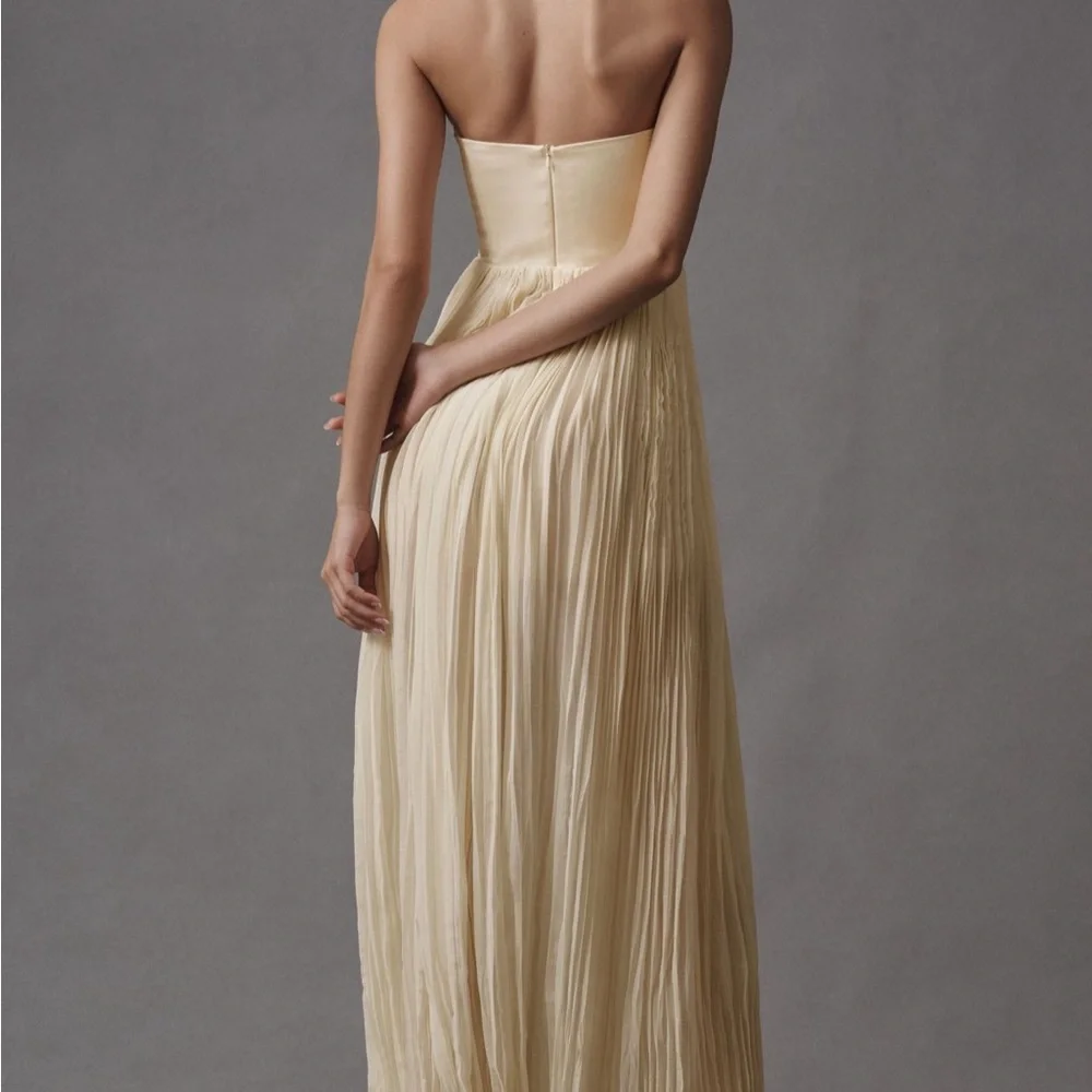 Anthropologie Cream Strapless Maxi Dress - Picture 2 of 6